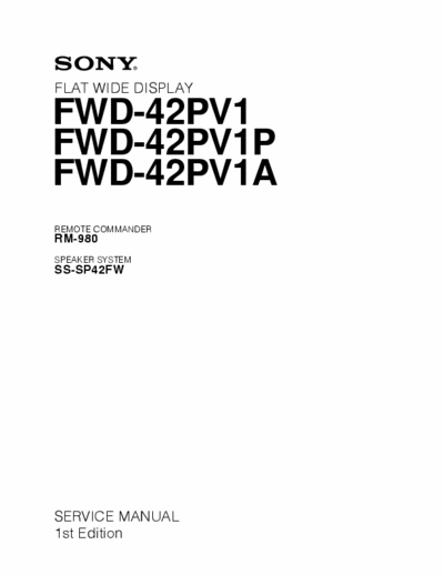 Sony FWD-42PV1 Plasma Sony TV